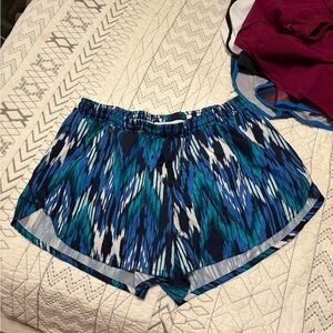 Old Navy Blue and Teal Patterned Athletic Shorts